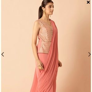 Coral pre-stitched Saree